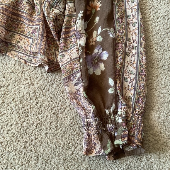 American Eagle Sheer Fairycore Grunge Crop Top with Peasant Sleeve Size Medium - Picture 4 of 10